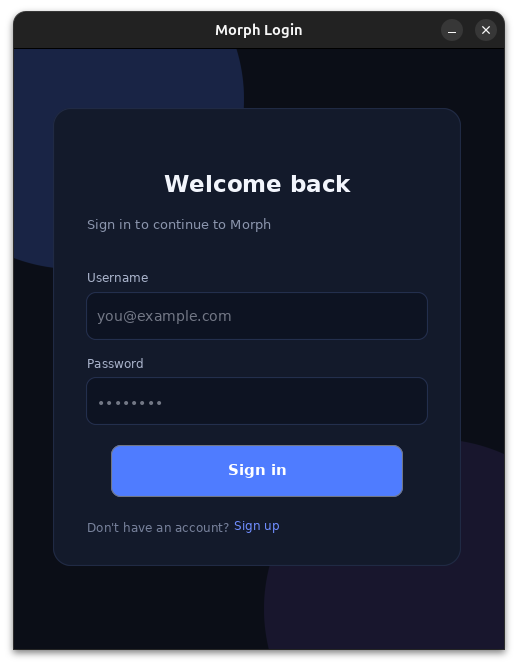 2026-08-29 — Morph Login welcome back